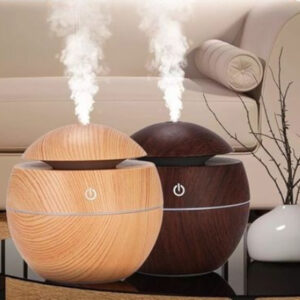 humidificador & aromatizador led con usb color wengue y camel circular