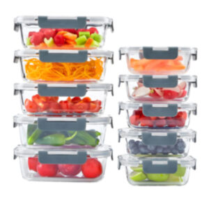 kit de 10 contenedores vidrio con tapa