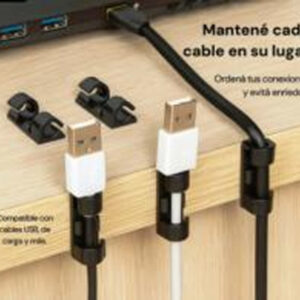 organizador cables adhesivo plancha x 16 unidades