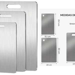set de tablas acero inoxidable x3